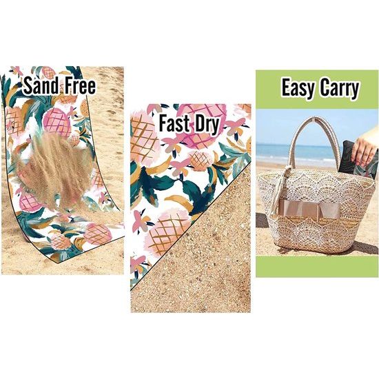 180 cm* 80 cm dubbelzijdige oversized microvezel strandlaken voor volwassenen, lichtgewicht extra grote sneldrogende zandvrije badhanddoek om te zwemmen, sport, strand, fitness-zonsondergang (dun)