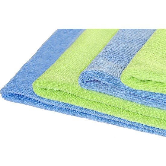 Set van 4 super slimme microvezeldoeken, 2 stuks blauw van 40 x 40 cm en 2 stuks groot van 40 x 40 cm