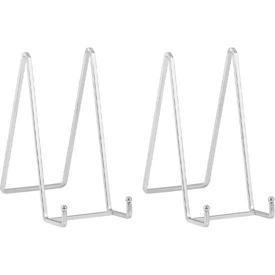 Ezel staander plaat standaard metaal - 2 stuks bordenstandaard - decoratieve bordenhouder - decoratieve plaat houder - ijzeren ezel voor borden | foto | boeken | afbeelding | fotolijst - zilver - 20,5