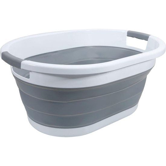 Opvouwbare wasmand van kunststof en siliconen - 61,5 x 44 x 27 cm - ruimtebesparend met handgrepen - 36L