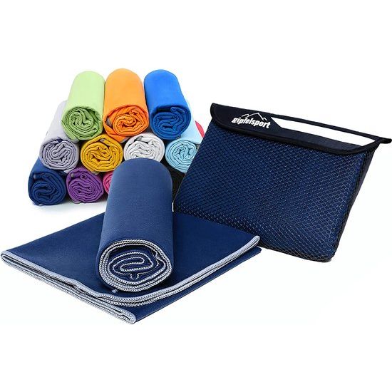 Microvezel handdoekenset, voor sauna, fitness, sport, strandhanddoek, sporthanddoek, 8 matten, 12 kleuren, blauw