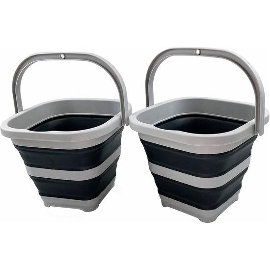 5 l opvouwbare rechthoekige praktische mand/emmer (grijs/antracietzwart (set van 2)
