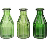 Vaas 'Almería' groen set van 3 - Ø 7 x 16 cm Translation: Set van 3 groene vazen 'Almería' - Ø 7 x 16 cm