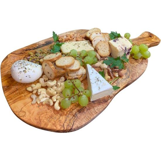 Snijplank, natuurlijk olijfhout, serveren of snijden van voedsel, houten snijplanken, kaasbrood grillen, handgemaakt (ca. 39 cm)