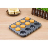 Muffinvorm, ronde cakevorm, broodvorm met 12 muffinvormen, antiaanbaklaag, 36 x 27 x 3 cm, bakvorm voor muffin of cupcake