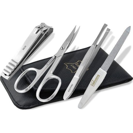 manicure set in leer etui met schaar Pincet van instrumentenrw