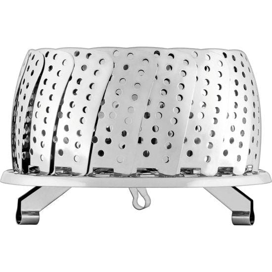 Stoompan-inzetstuk met oogje 14 cm, gaarzeef voor pannen en snelkookpannen, stoominzet, stoominzet, stoominzet, opvouwbaar, roestvrij staal, vaatwasmachinebestendig