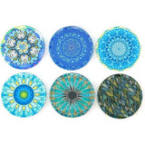 OKAEI Onderzetters kurk (set van 6) met mandala-design - onderzetter glazen met huis om te drinken - absorberende & absorberende onderzetter rond voor feesten & barbecueavonden