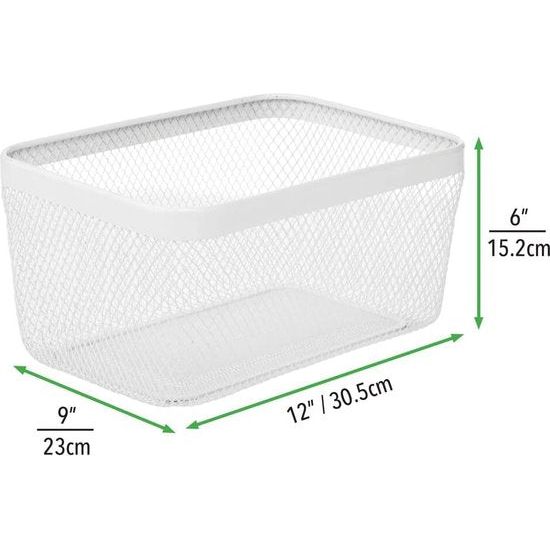 Set van 4 multifunctionele manden, opbergmand van metaal voor keuken, voorraadkamer, badkamer enz. - compacte en universele draadmand - wit