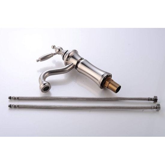 Badkamer Wastafelkraan Geborsteld Nikkel Enkele Handgreep Messing Enkel Gat Montage