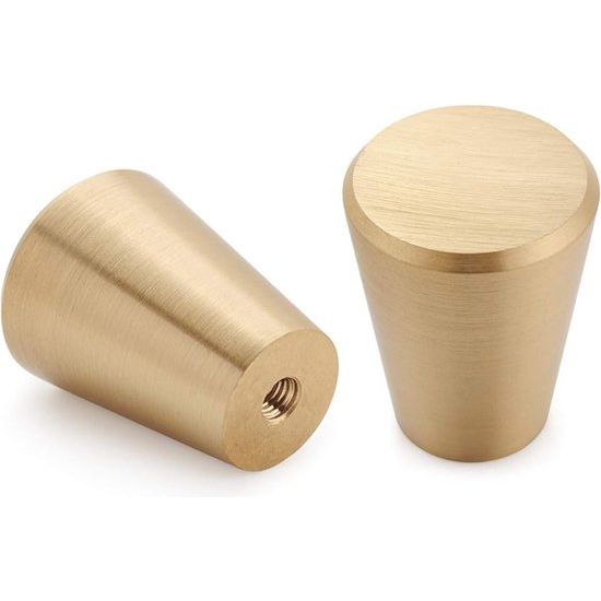 10 stuks geborsteld messing meubelknoppen gouden ladeknoppen koperen dressoirknoppen handgrepen voor keuken badkamer wasruimte meubilair (kegel)