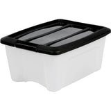 Plastic Storage Box, 15L Office Storage Box, Set of 6, BPA-Free, NTB-15, White, Stackable, Locking Clips? W39.5 x D29 x H18.5 cm