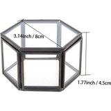 Glazen juwelendoos, geometrische ringdoos, opslag, decoratie, bloemen, sieraden voor woonkamer, Moederdag, bruiloft, 8 x 7 x 4,5 cm (zwart)