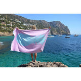 Strandhanddoek Ananas, strandlaken - XXL 100x180 groot, turquoise, roze - 100% katoen, gecertificeerd, duurzaam geproduceerd in Portugal