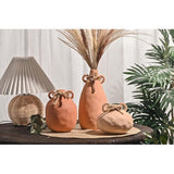 Terracotta vaas met handgrepen voor herfstdecoratie, set van 3 decoratieve vazen ​​in boho-stijl, rustieke bloemenvaas voor schoorsteenmantel, tafel, woonkamer, 20,3/10,2/7,6 cm hoog