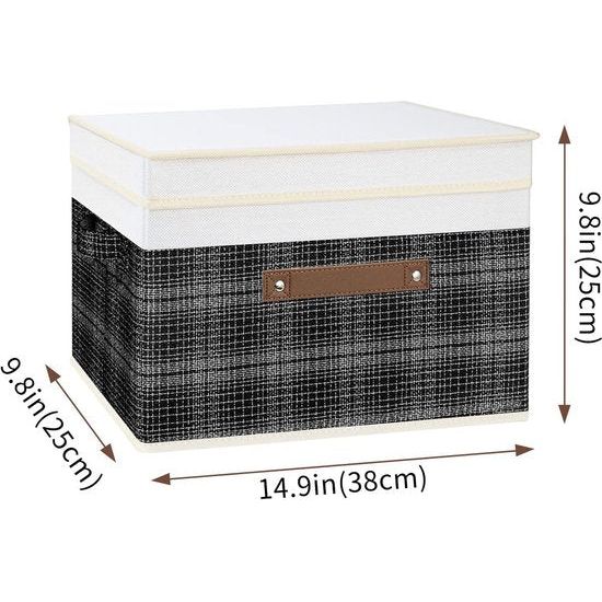 Opvouwbare opbergdozen met deksel, opbergdozen met deksel voor het organiseren van de kledingkast, opbergdozen voor documenten, speelgoed, 3 stuks, zwart