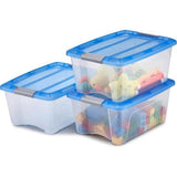 Dozen, Plastic Opbergorganisator, Set van 3, 15L, met Deksel, Feest, Feest, Feest, Kamer, Woonkamer, Slaapkamer - Nieuwe Topkoffer NTB-15 - Blauw