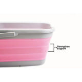 Foldable rectangular, convenient bucket, 12 liters, 1, gray/pink
