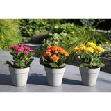 Bloempot Set 3 x 14 cm - lichtgrijs - betonlook - kunststof potten