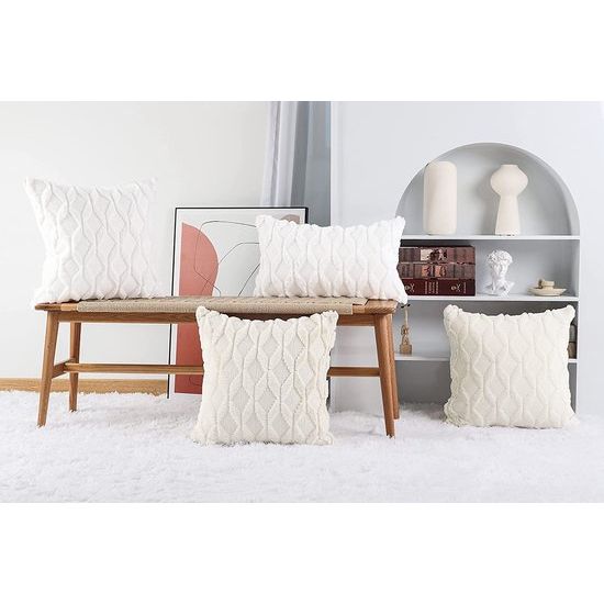 set van 2 zachte pluche korte wollen fluwelen sierkussenslopen luxe stijl kussenhoes voor bank voor slaapkamer beige 40x80 cm rechthoekig