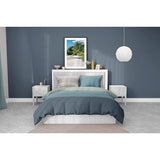 Beddengoed 135 x 200 cm, 2-delig dekbedovertrek - beddengoedsets 135 x 200 cm met 1 kussensloop 80 x 80 cm, ademend katoen met ritssluiting, blauw-lichtblauw, zacht en strijkvrij