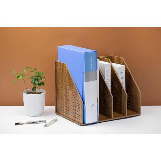 Houten bureau-organizer, kantoorplank, organizersysteem, tijdschriftenhouder, archieflade - Stijlvolle houten bureau-organizer voor thuiskantoor