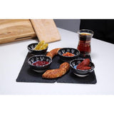 Kleine keramische schalen set van 6 - serveerschalen set voor tapas, dip, dessert, snackschaal - kleurrijke en individueel gedessineerde handgemaakte schalen - 8 x 4 cm. (Iznik Set zwart)