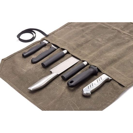 Mes tas, Roll tas, Chef mes, Roll tas, mes geval met 7 compartimenten voor messen en lepels, mes opslag, Chef mes geval, Tool Tas Voor camping, Tool Roll tas, Khaki, Case Organizer