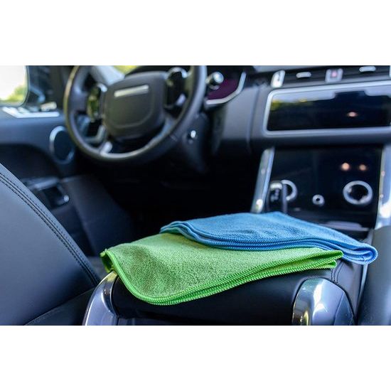 Set van 4 super slimme microvezeldoeken, 2 stuks blauw van 40 x 40 cm en 2 stuks groot van 40 x 40 cm