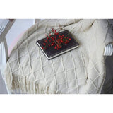 Woondeken, zacht gebreide wollen deken, kwastjes, knuffeldeken, bankdeken, slaapdeken, deken, beige, 125 x 210 cm