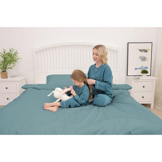 Beddengoed 2-delig geborsteld microvezel dekbedovertrek 155 x 220 cm + 1 kussensloop 50 x 80 cm met ritssluiting groen