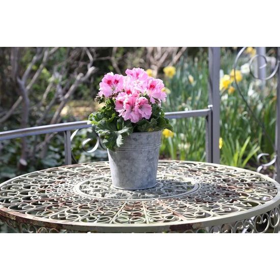 Set van 3 bloempotten, plaatstaal, zink, metaal, plantenpot, sierpot, vaas, balkon, tuin, asbak, maat: S, diameter 13 cm x hoogte 12,7 cm, 1,2 l