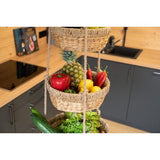 Hangende fruitmand, grote etagère met 3 manden van waterhyacint, fruitrek voor het bewaren van groenten en fruit, hangmand, 34 cm