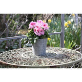 Set van 3 bloempotten, plaatstaal, zink, metaal, plantenpot, sierpot, vaas, balkon, tuin, maat: M, diameter 14,5 cm x H 14 cm, 1,6 l