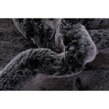 Kunstbont tapijt rond, ongeveer 38 cm, zitkussen met kunstbont look, knuffelbont stoelkussen, zwart.