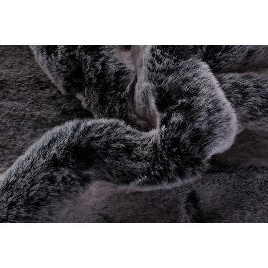 Kunstbont tapijt rond, ongeveer 38 cm, zitkussen met kunstbont look, knuffelbont stoelkussen, zwart.