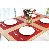 Placemat, afwasbaar, set van 6, pvc, slijtvast, hittebestendig, antislip, voor keuken, thuis, restaurant, eettafel, 45 cm x 30 cm (rood)