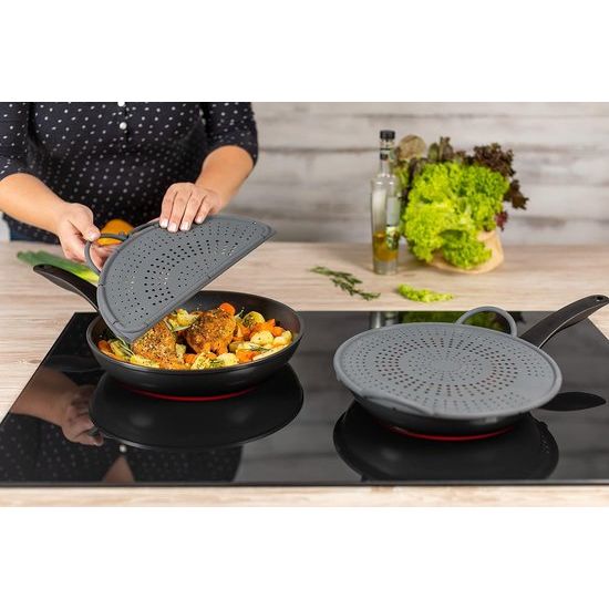 Opvouwbaar spatscherm van grijs silicone, 30 cm.