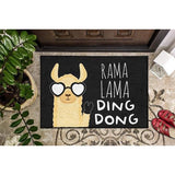 Voetmat met spreuk Rama Lama Ding Dong - grappig - binnen en buiten - wasbaar - lama-motief - housegeschenken - vuilvangmat - deurmat - deco - cadeau-idee