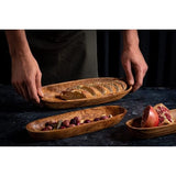 Fruitschaal van natuurlijk olijfhout, handgemaakt, 30 x 10 cm, olijfhouten kom voor het huishouden, 30 x 10 cm, houten schaal, decoratie, olijfhouten schaal voor fruit, brood en gebak, decoratieve schaal van hout