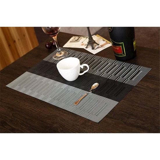 Set van 6 placemats, 30 x 45 cm, antislip, afwasbaar, gemaakt van pvc, hittebestendig, kwetsbaar en wasbaar, voor keuken en eetttafel