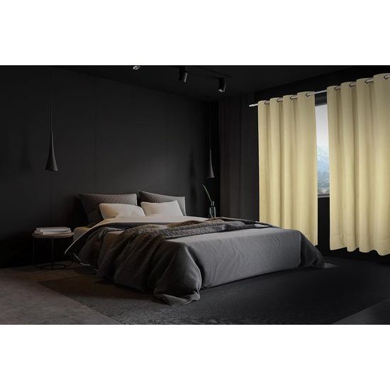 Ondoorzichtige gordijnen met inslagringen, set van 2, 135 x 240 cm, beige, voor raamdecoratie en maximaal verduisteringsgordijn in woonkamer, slaapkamer, kantoor en kinderkamer