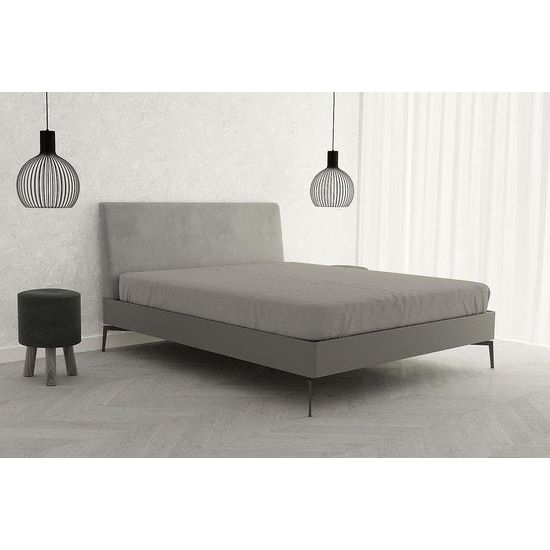 Hoeslaken schuin 35cm, microvezel, grijs, dubbel