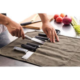 Mes tas, Roll tas, Chef mes, Roll tas, mes geval met 7 compartimenten voor messen en lepels, mes opslag, Chef mes geval, Tool Tas Voor camping, Tool Roll tas, Khaki, Case Organizer