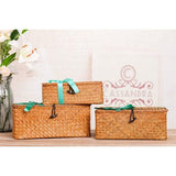 Opbergbox van zeegras, bastmand met deksel, opbergmanden plankmanden, rieten mand, wasmanden, make-up-organizer, keuken, woonkamer, bureau-opslag, natuurlijk materiaal, rotan mand