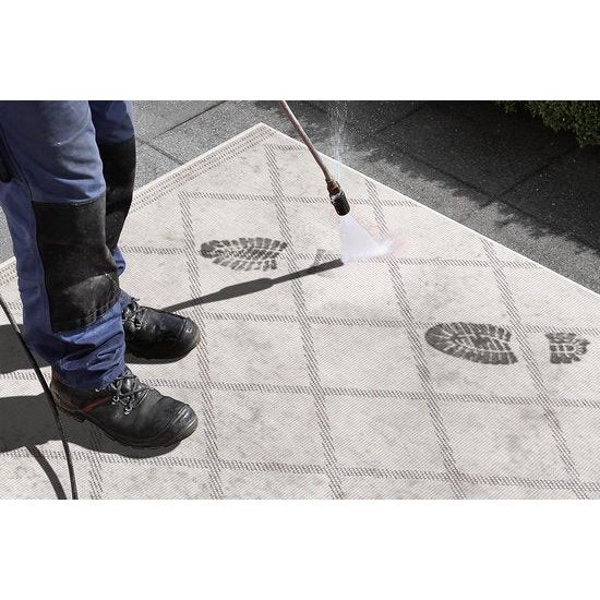 Tapijt voor binnen en buiten, 80 x 250 cm, omkeerbaar tapijt, weerbestendig, modern, geometrisch patroon, loper voor balkon, terras, tuin, serre, woonkamertapijt, waterdicht, in grijs crème