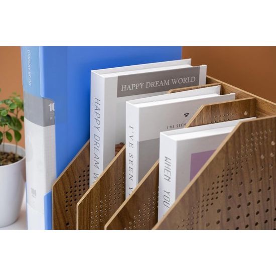 Houten bureau-organizer, kantoorplank, organizersysteem, tijdschriftenhouder, archieflade - Stijlvolle houten bureau-organizer voor thuiskantoor