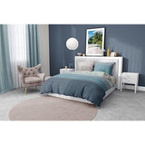 Beddengoed 135 x 200 cm, 2-delig dekbedovertrek - beddengoedsets 135 x 200 cm met 1 kussensloop 80 x 80 cm, ademend katoen met ritssluiting, blauw-lichtblauw, zacht en strijkvrij