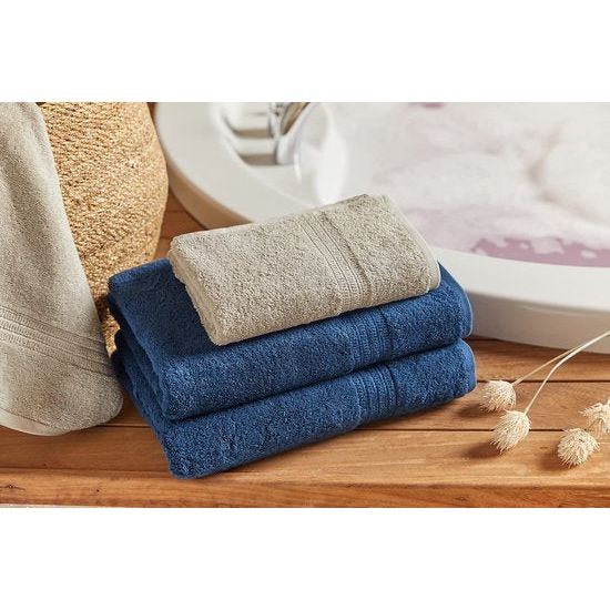 Biologische katoenen handdoekenset, 2 badhanddoeken 70 x 140 cm, 2 x handdoeken 50 x 100 cm, zacht, absorberend, 100% Turks katoen, (Deep Sea Blue)