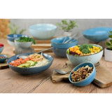 Serie Nature Collection Aqua, 4-delige serviesset, mueslikom, pokebowl van aardewerk